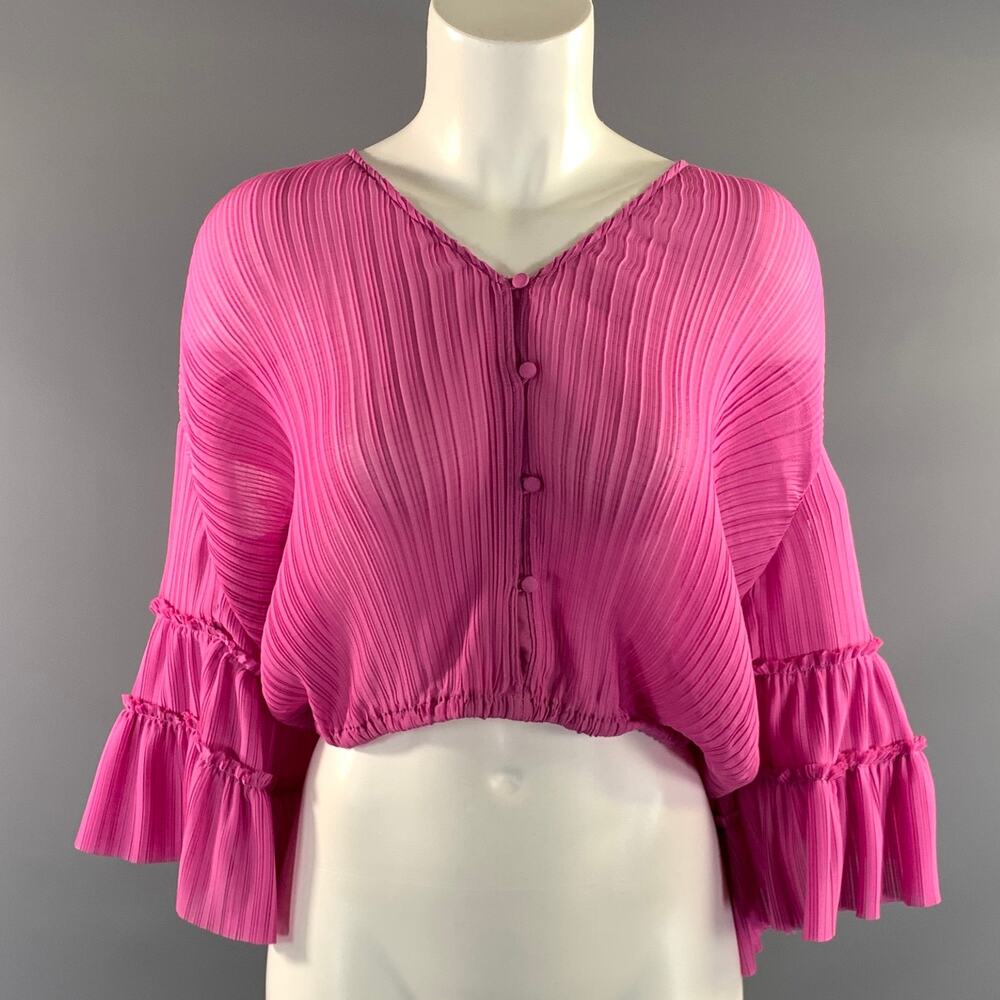 RAMY BROOK Size S Purple Polyester Pleated Casual Top